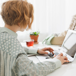 woman working on laptop