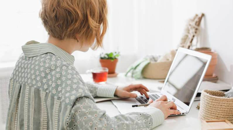 woman working on laptop
