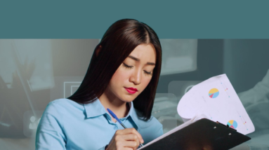 woman writing tasks on clip board